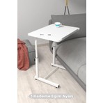 Depolife Eğim Yükseklik Ayarlı Laptop Sehpası Kahvaltı Ders Çalışma Bilgisayar Ofis Yemek Masası Metal Ayak