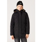 Loose Fit Rahat Kesim Kapüşonlu Siyah Parka Ceket