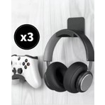 Roboqoq Asılabilir Kulaklık Standı 3 ADET Kulaklık Tutucu Masa Duvar Bantlı  Ps4 Ps5 XBox Uyumlu Siyah