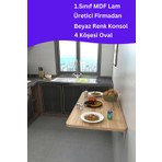 kydonia home mdf lam 4 köşesi oval çam ahşap desenli duvara monte  kırma katlanır yemek masası