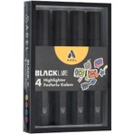 Adel Blackline Fosforlu Kalem 4'lü Set Siyah Renkli Yüksek Kalite Kırtasiye Ürünü
