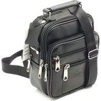 Newish Polo Erkek Siyah Hakiki Deri Çelik Kasalı Omuz Ve El Çantası (15X19CM) newpolo274