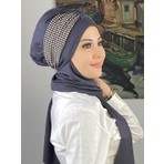 Butik Ambar Gri Büzgülü Bone Şal