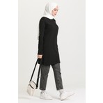 Sefa Merve Düz Spor Tunik 6016-01 Siyah