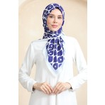 Sefa Merve Soft Pamuk Eşarp 19090-04 Lacivert Krem