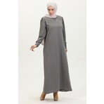Sefa Merve Taş Baskılı Elbise 0406-03 Gri