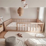 Pinoxi Masif Ahşap Naturel Karyola Çocuk Yatağı 90CM x 190CM Doğal Ahşap Natural
