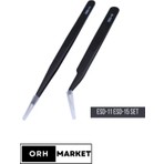  Antistatik ESD Cımbız Seti – ESD-11 ve ESD-15 Karbon Fiber Hassas Elektronik Cımbızlar (2'li Set)