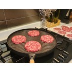 Culinal Çift Taraflı Döküm Granit 36CM 4mm Kalın Taban Gözleme Bazlama Pizza Grill Izgara Tavası