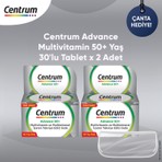 Centrum Advance 50+ Yaş Multivitamin 30'lu Tablet x 2 Adet Kapsül İçerik Bilgisi Hediye Çanta