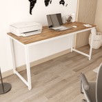 Flinder Çam/Beyaz Çalışma Masası 160x60, Bilgisayar Masası, Ofis Masası, Metal Ayaklı