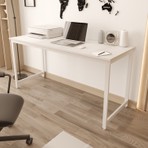 Flinder Beyaz Çalışma Masası 160x60, Bilgisayar Masası, Ofis Masası, Yemek Masası, Metal Ayaklı