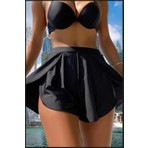 Miss Maral Kadın Siyah Deniz Havuz Şortu Etek Görünümlü Yırtmaçlı Şık Model Summer Beach Short HB11100