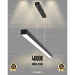 Hegza Lighting Lineer 100cm (Siyah Kasa, Doğal Beyaz) Ledli Modern Sarkıt Lineer LED Avize