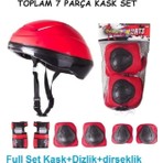 Trust Store Bisiklet Scooter Kaykay Için Kask Dizlik Dirseklik Koruyucu Set Tam 7 Parça