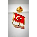 Yörük Tasarım Türk Bayrağı Altın Kaplama Yaka Rozeti 3d(3 Boyutlu Dalgalı)
