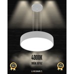 Hegza Lighting Drum 40cm (Gri Kasa, Doğal Beyaz) Ledli Modern LED Avize, Salon, Mutfak, Oturma Yatak Odası, Sarkıt