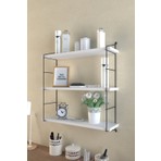 Eva Metal Tasarım 3 Katlı Beyaz Duvar Rafı Modern Stil ve Suntalam Malzeme ile 60 cm Yükseklik