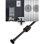 Tropik Home Siyah Renk Polyester Kumaş Çizgi Desen Banyo Perdesi Modern Stil ve Suya Dayanıklı  Aparatı Hediyeli