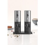 Valletta Olinda 2'Li Standlı Pilli Tuz Karabiber Değirmeni Otomatik Baharat Öğütücü Siyah