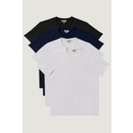 Altınyıldız Classics Erkek Beyaz-beyaz-sıyah-lacıvert Slim Fit Dar Kesim Bisiklet Yaka %100 Pamuk 4'lü Tişört Paket