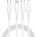 Wiwu 3in1 Çoğaltıcı Kablo Usb-A To Lightning Type-C Micro Şarj Data Kablosu 60W 1.2m Beyaz Wiwu WI-C046E
