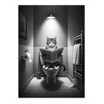 Tablomega Tuvalette Gazete Okuyan Kedi Dekoratif Mdf Tablo 25CMX 35CM
