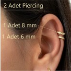 Heppii İki Parça Gold Taşlı Halka Piercing Tragus Helix Forward Helix Kıkırdak (6 mm ve 8 mm)