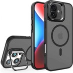 HappyCase  iPhone 16 Lensli Pencere Standlı Lens Magsafe Kapak - Siyah