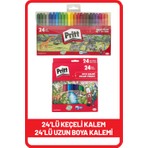 Pritt 24'lü Keçeli Kalem + 24'lü Uzun Kuru Boya Kalemi
