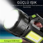 212 Farissu PS-T95 30W Uzun Menzilli Solar Panelli Powerbank USB Çıkış S.o.s Lu Ultra Güçlü Ledli Şarjlı Feneri