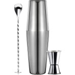 Vosco 3 Parça Avantajlı Kokteyl Set Boston Shaker Seti 750ml Paslanmaz Çelik ile Pratik ve Şık Tasarım