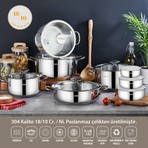 Amboss 16 Parça Cool Prime Paslanmaz Çelik Tencere Seti & Çelik Saklama Kabı