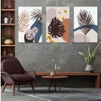 Zevahir Mobilya Dekorasyon Soyut Desen 3'lü Mdf Tablo Set