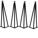 Çetinel Metal Sehpa Ayağı 42 cm Ahşap Üst Yüzey ile 4 Parça Klasik Tasarım
