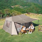 Shufa Çift Katmanlı Zirve Tasarımlı Bej Renk Dört Mevsim Çadırı, 16.3 Metrekare, Dış Ölçüler: 430*380*220 Cm.