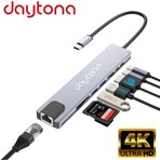 Daytona 8 In 1 Type-C™ Adaptör 4K HDMI Bağlantı ile Kompakt Tasarım ve Yüksek Performans