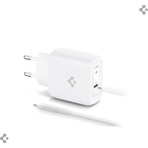 Spigen 45W USB-C Hızlı Şarj Aleti + Örgü Kablo PPS 2.0 Super Hızlı Şarj GaN Pro Isı Düşürücü Güç Adaptörü Akım Koruma iPhone & Android & iPad & MacBook Type-C Beyaz - ACH02589 (Spigen TR Garantili)