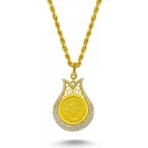 Sembol Gold Altın Osmanlı Tugralı Taşlı Kolye Lale Model