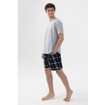 Koza İç Giyim Erkek Gri Melanj Alt Desenli Şortlu Pijama Takımı