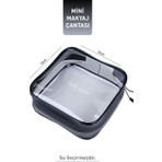Alix Avien Gri Mini Makyaj Çantası 13x13 cm Su Geçirmez Özellikli Günlük Kullanım İçin