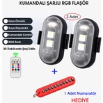 Babikamium Kumandalı Şarjlı Çift RGB LED Flaşör Suya Dayanıklı 2 Adet Uzun Ömürlü Aksesuar