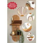 Wooden Factory Semplice Duvar Rafı ve Dekoratif Oval 5 Parça Tablo Seti