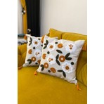 E-Bizz Home Punch Nakışlı Bej Renkli Kırlent Kılıfı 43x43 cm Kaliteli Keten Malzeme ile