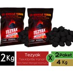 Tezyak Mix Tek Kibritle Yanan Yeni Nesil Mangal Kömürü (2 Paket  x 2 kg )  4 kg