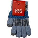 Kitti Spteks Kitti 4-8 Yaş Erkek Çocuk Mavi Renk Ayıcık Figürlü Kışlık Örme Eldiven