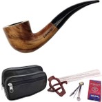 Falconetti 9 Mm. Kahverengi Sandalwood Eğimli Sap Ahşap Pipo Seti RD38-Takım