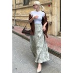 Madmext Parlak Mint Yeşili Kırışık Desen Kadın Etek MG2290