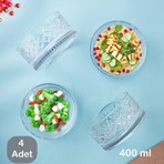Porsima 4'Lü Kristal Cam Çerezlik Sunumluk Kase Seti Magnolya Kase Takımı 400 Ml