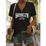Mercoledi Kadın Baskılı Kadın Oversize V Yaka T-Shirt Salaş
